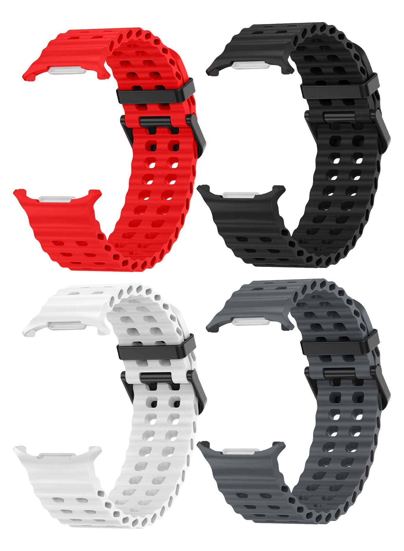 Compare 4 PCS of Soft Silicone Band for Samsung Galaxy Watch 7 Ultra Soft Silicone  Adjustable, SweatResistant, and Stylish at KSA Price