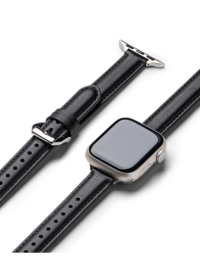 Compare Leather One Padded Slim Band for Apple Watch Series 10 42mm, Watch Series 987 41mm, Watch Series SE26SE54 40mm , Watch Series 321 38mm – Genuine Cowhide Leather Strap  Black Black at KSA Price