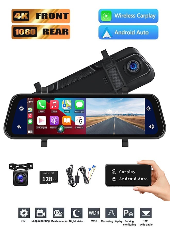 Rear View Mirror Camera with Carplay&Android Auto,…