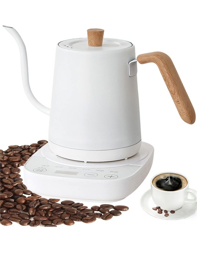 Compare Electric Kettle with Temperature Control 3 Presets Pour Over Electric Kettle for Coffee&Tea Quick Heating Hot Water Kettle Stainless Steel Inner Auto Shutoff BoilDry Protection 0.8L White at KSA Price