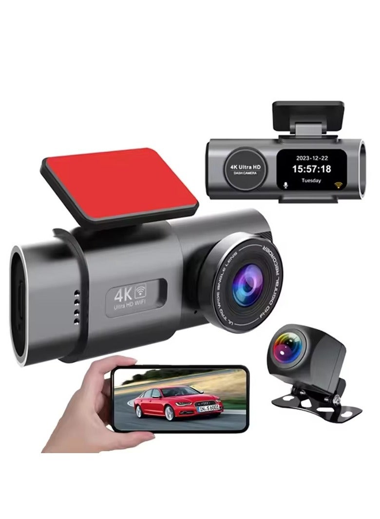 Compare 4K Dual Dash Cam with WiFi & GPS | 4K UHD Car DVR Recorder with Night Vision, GSensor, Loop Recording, and Dual 170° Wide Angle Lenses | Front & Rear Dash Camera for Full HD Surveillance with Screen at KSA Price