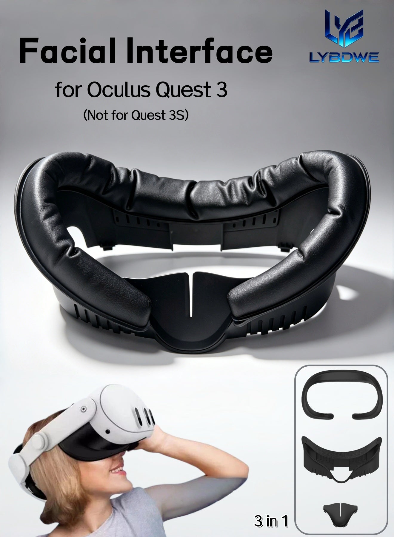 Compare LYBDWE Replacement Mask Face Pad for Meta Quest 3 Facial Interface for Oculus Quest 3 VR Accessories SweetProof PU Leather Foam Cushion Face Cover, Black at KSA Price