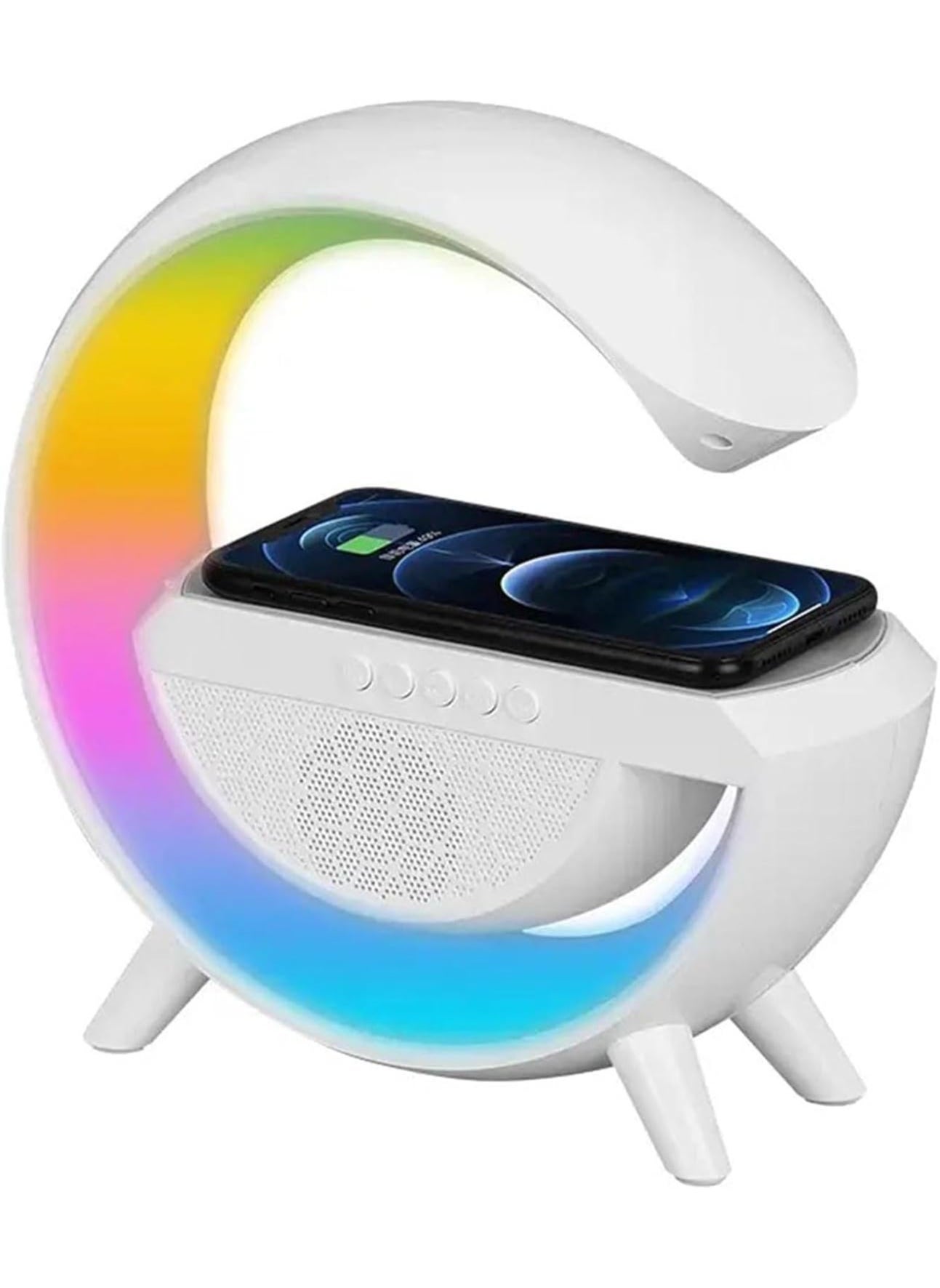 Compare Bluetooth Audio Night Light G Shaped Speaker with Wireless Charger Stereo Surround Bass Music Box for Bedroom, for Teenage Girls Boy Men Women White at KSA Price