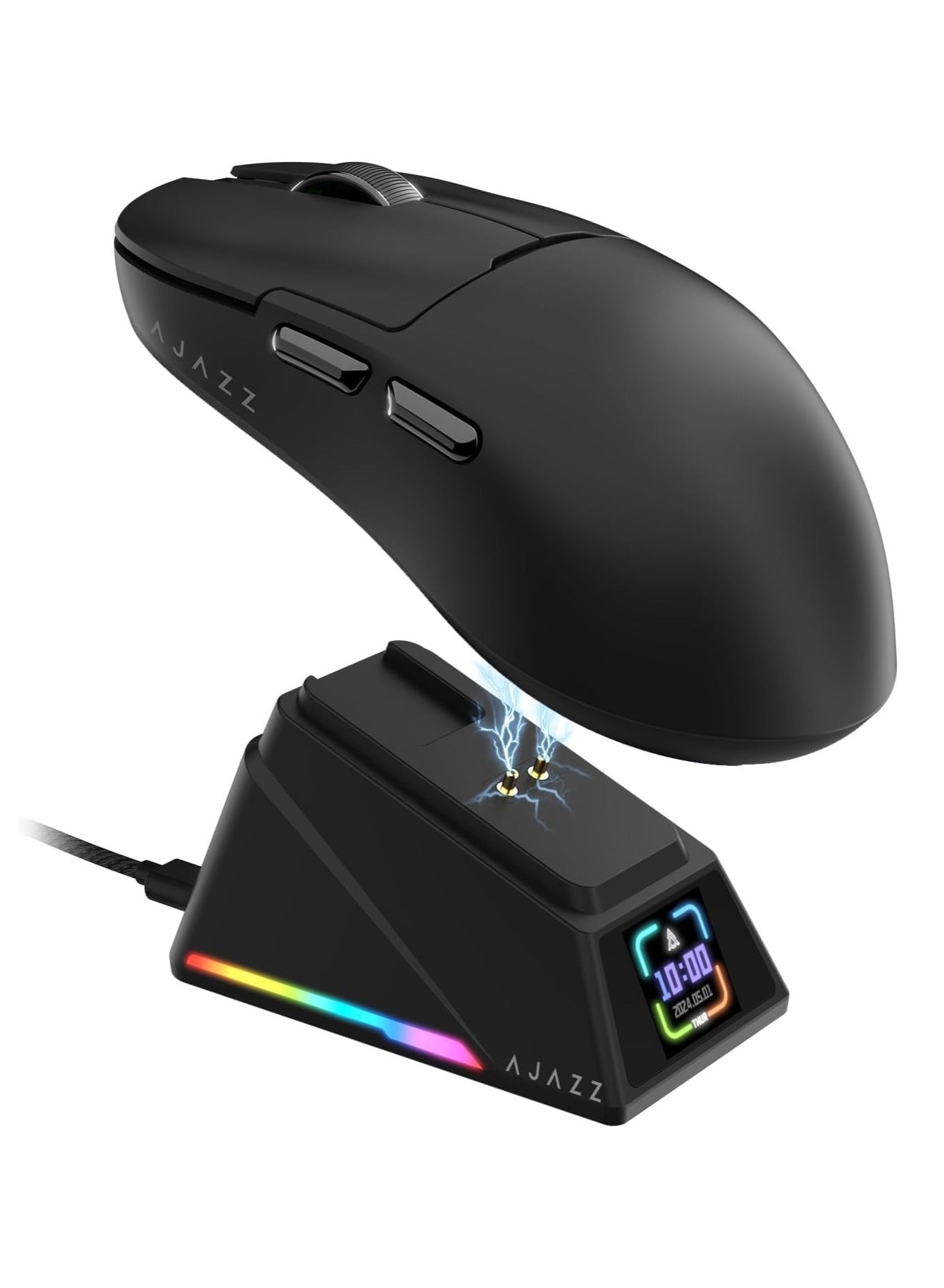 Compare AJ159 APEX TriMode Gaming Mouse, 8K Wireless Gaming Mice, Up to 42K DPI,56g Ultralight, Magnetic Charging Dock with TFT Screen, Pixart PAW3395 Sensor,100M Clicks HUANO Switch, TriMode Mice, for PCMAC,Black at KSA Price