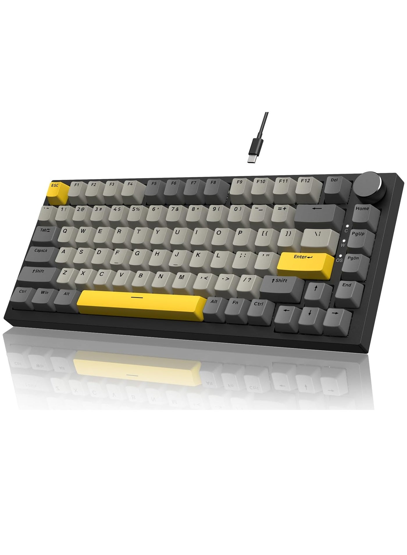 Compare AK820 Gaming Keyboard,75% Gasketmounted Mechanical Gaming Keyboard with TFT Screen Smart Display, RGB Light,3 ModesBluetooth 5.12.4G Wireless & TypeC Wired, Sound Dampening Foams BlackGrey, flying fish switch at KSA Price