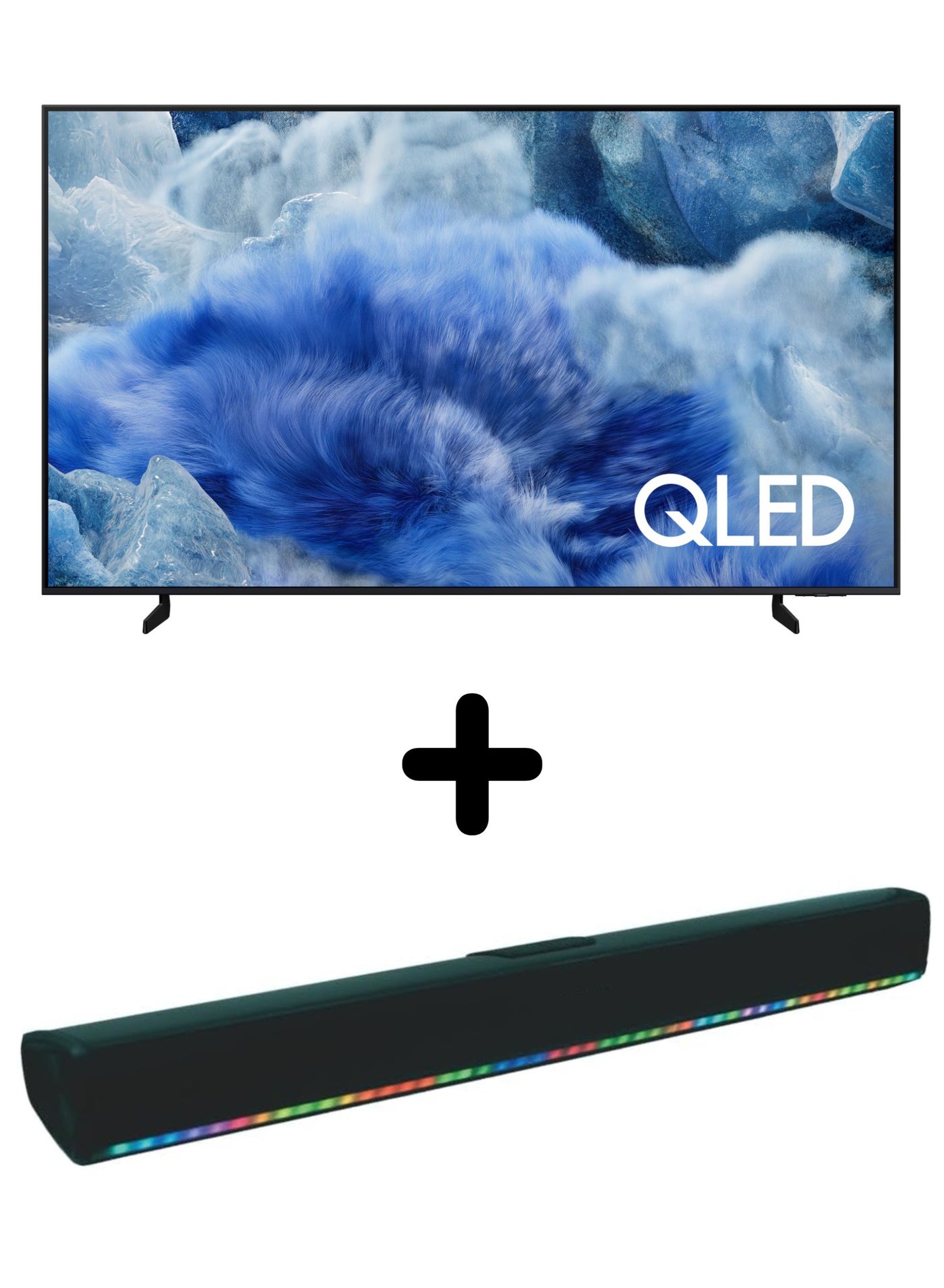 Compare 75 Inch QLED Q8F 4K Samsung Vision AI Smart TV 2025 +  2.0 Channel Portable Soundbar With Built In Battery & LED Lights | Tizen OS QLED Smart TV International Model Q4 AI Processor, HDR10+, Color Boost at KSA Price