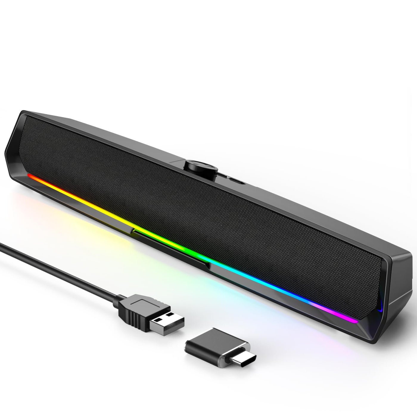 Compare Computer Speakers for Desktop,PC Speakers Gaming Sound bar with Colorful Light,USB Speaker With Bluetooth for PCs Desktop Laptop Tablets,Wired Bluetooth Speaker for PhonesTypeC Adapter Included at KSA Price