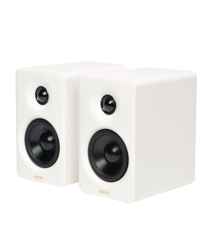 Compare Edifier M60 Multimedia Speaker Bluetooth 53 66W RMS HiRes Audio HiRes Wireless Audio LDAC3 Mid Bass 1 Tweeter USBC Aux Inputs Compact Desktop Speaker White at KSA Price