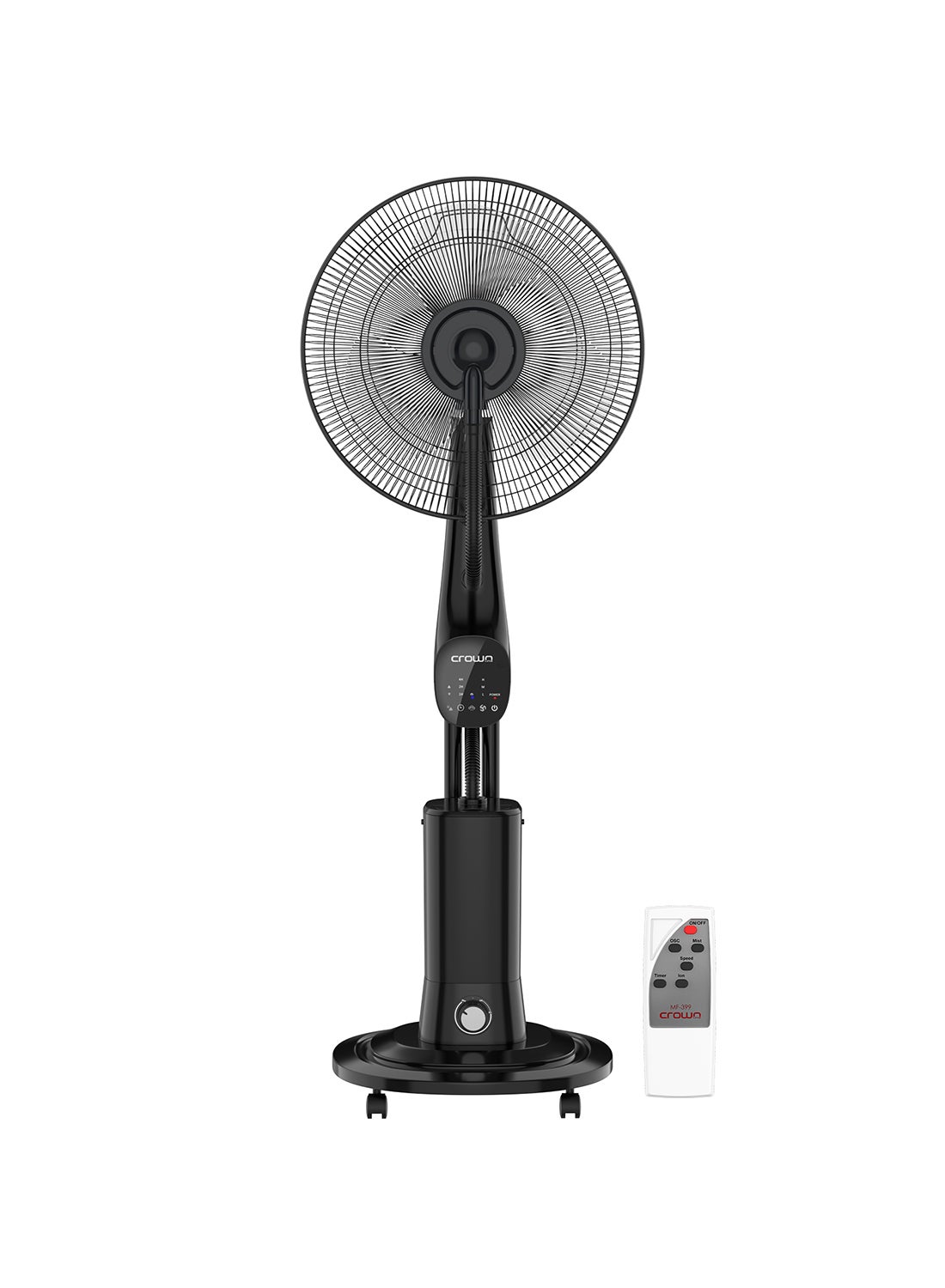 Compare 16Inch Water Spray Mist Fan, 90W Power, 3.3L Tank, 3 Cooling Modes, 7H Timer, Remote Control, Anionic Function, Builtin Caster Wheels – Ideal for Home & Office 3.3 L 90 W MF399 Black at KSA Price