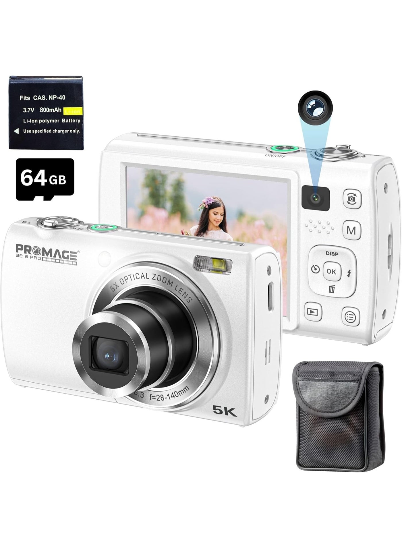 PROMAGE 5K Digital Camera White, Small Digital…