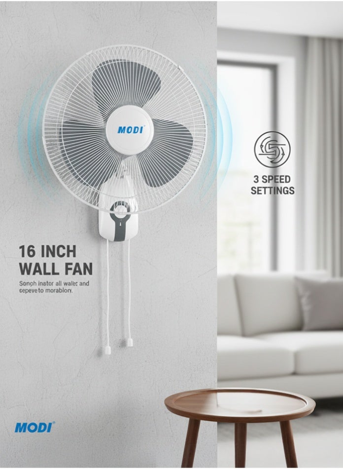 16-Inch Wall Fan 3-Speed Settings Powerful Airflow…