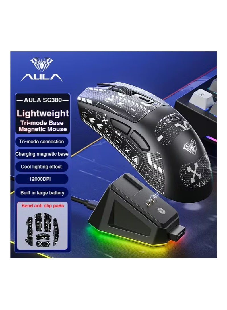 Compare AULA SC380 High Precision Gaming Mouse Trimode 59g Ultralight with RGB Magnetic Charging Base at KSA Price