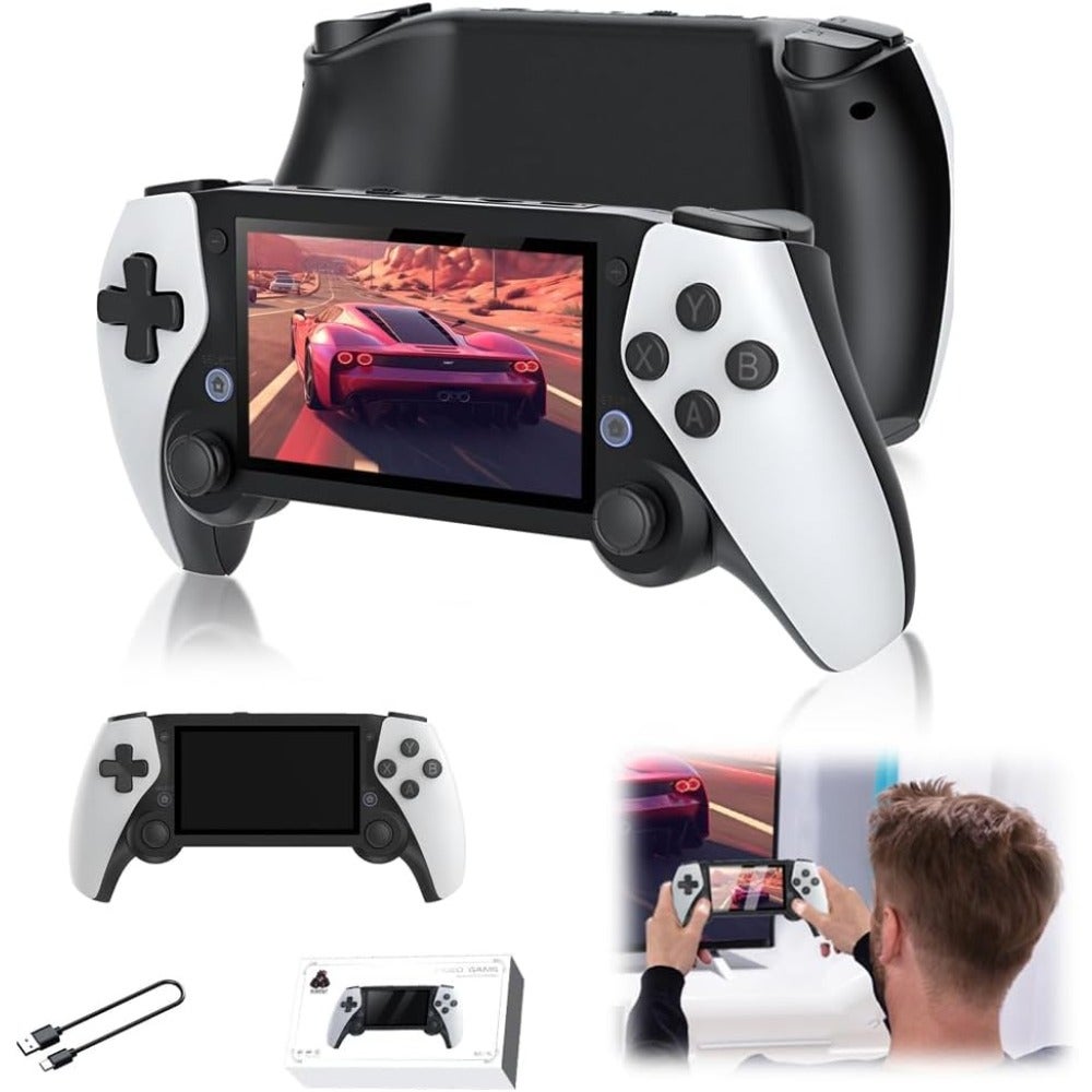 Compare Azonee M25 Retro Handheld Game Console  3D Joystick Game Console for 4.3 IPS Screen, 3000mAh Battery, 64GB Storage, 20, 000+ Preinstalled Games, Supports TV Connection M25 64G at KSA Price