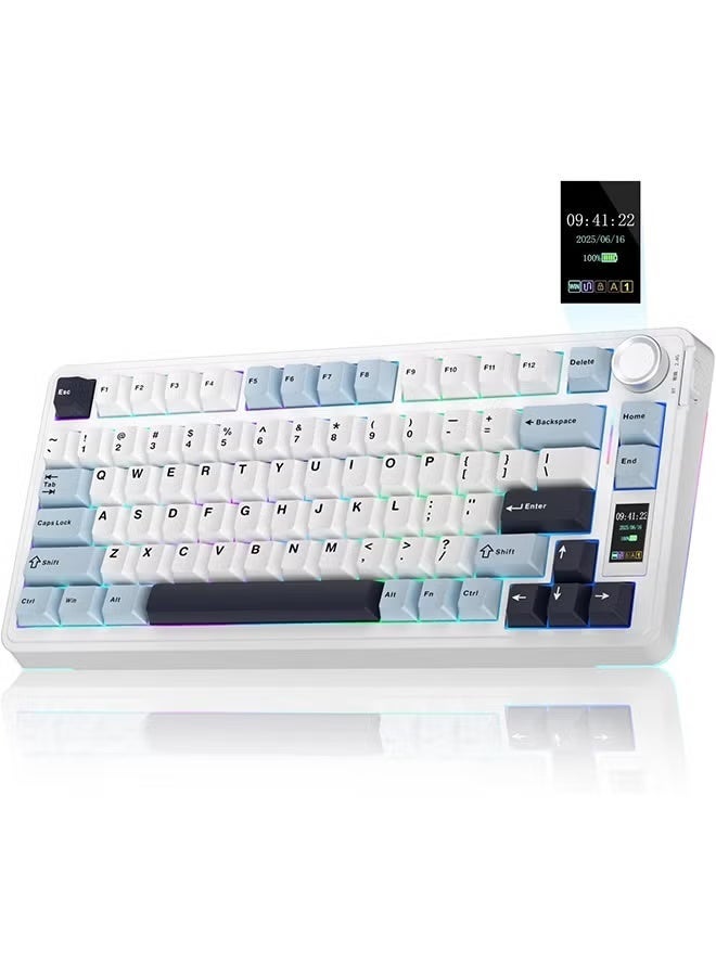 Compare AULA S75 PRO Wireless Mechanical Keyboard with Screen&Knob, 75% Hot Swappable Gaming Keyboard with Prelubed Switches, RGB Backlit, PBT Keycaps Creamy Sounding Pc Gaming Keyboards at KSA Price