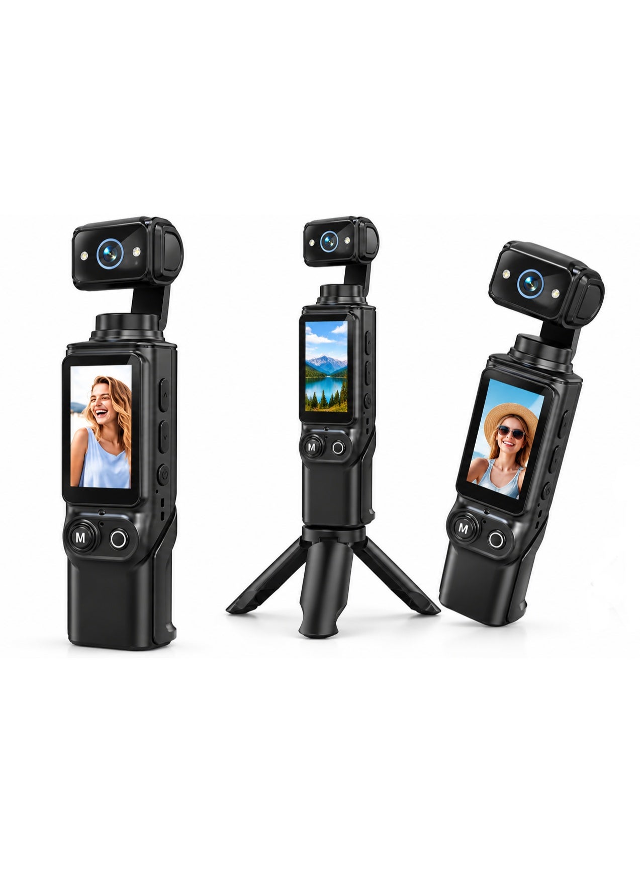 Compare D11 Handheld Vlog Camera Portable Pocket Action Cam 270 Rotating Lens AntiShake Touchscreen 1080p HD Screen AIBased Subject at KSA Price