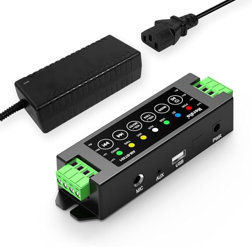 Compare Herdio 4Channel Amplifier Bluetooth 5.0 Amp Receiver 200W Power Output with 24V5A ACDC Power Supply Wall Mounting,USBMICAUXTWS,for HomeGarageCeilingPassive Speakers 40W Each Channel at KSA Price