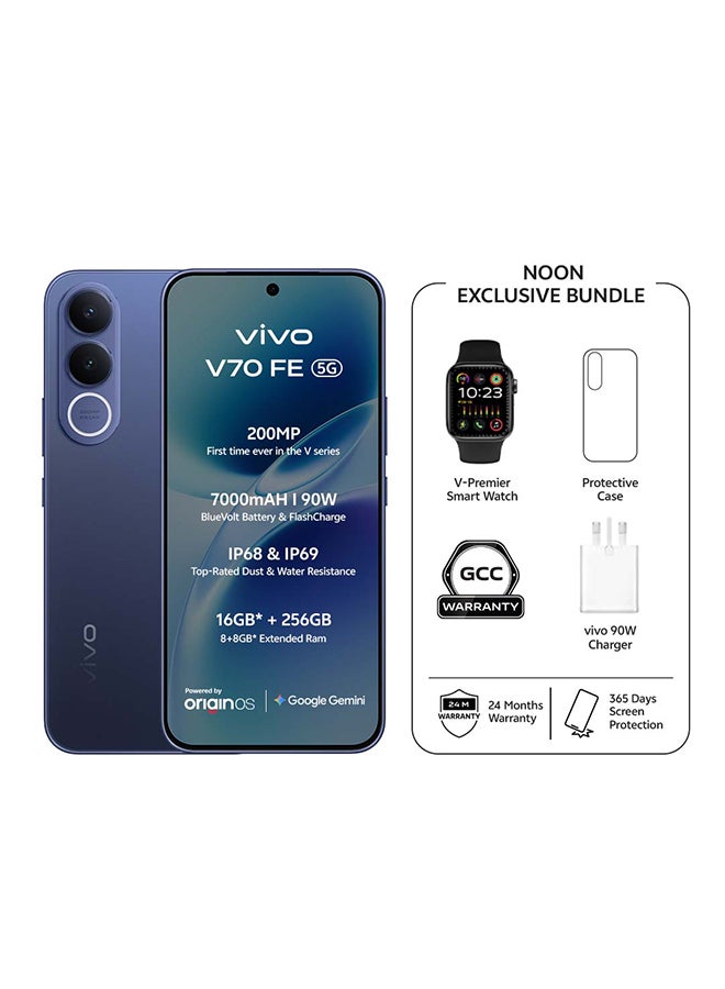 Compare V70 FE 5G AI Dual SIM Ocean Blue 8GB 256GB With Exclusive Gifts: Smart Watch 90W Charger, Protective Cover, 4year free battery replacement And 24 Months Warranty + 1 Year Screen Replacement  Middle East Version at KSA Price