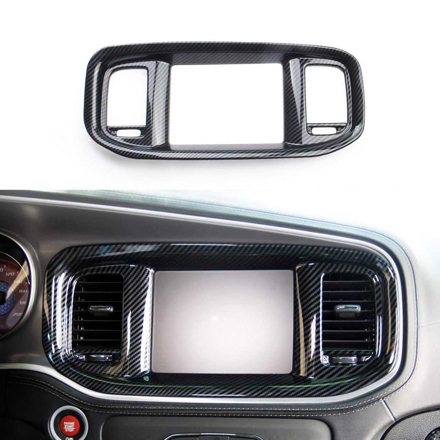 Compare crosselec Carbon Fiber Dashboard Dvd Navigation Screen Frame Cover Trim for Dodge Charger 2015 Black Carbon Fiber at KSA Price