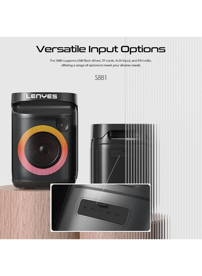 Compare Lenyes S881 Portable Party Speaker | Bluetooth 5.0 | Deep Bass & RGB Lights at KSA Price