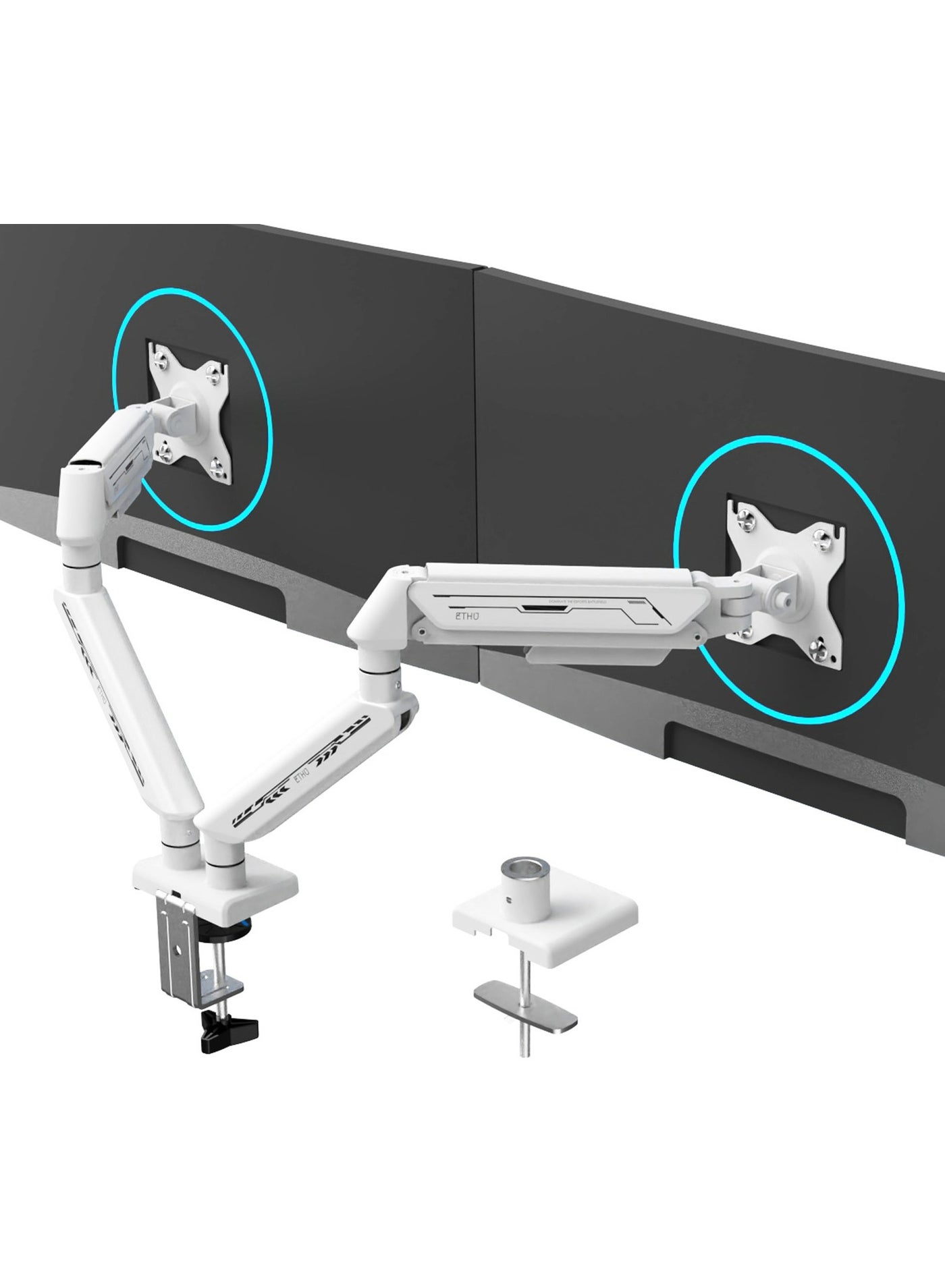 Compare ETHU Dual Monitor Arm, Adjustable Gas Spring Monitor Stand Support 1332 Inch and 9kg Screen, Full Motion Computer Monitors Mount, LEDLCD Display Arm, VESA Pattern 75x75100x100 Dual Arm White at KSA Price