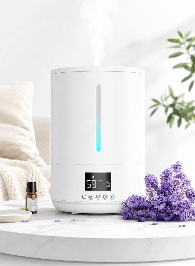 Compare 4L Humidifier & Essential Oil Diffuser for Bedroom, Nursery & Plants, Adjustable Humidity Control, Auto & Sleep Mode, White at KSA Price