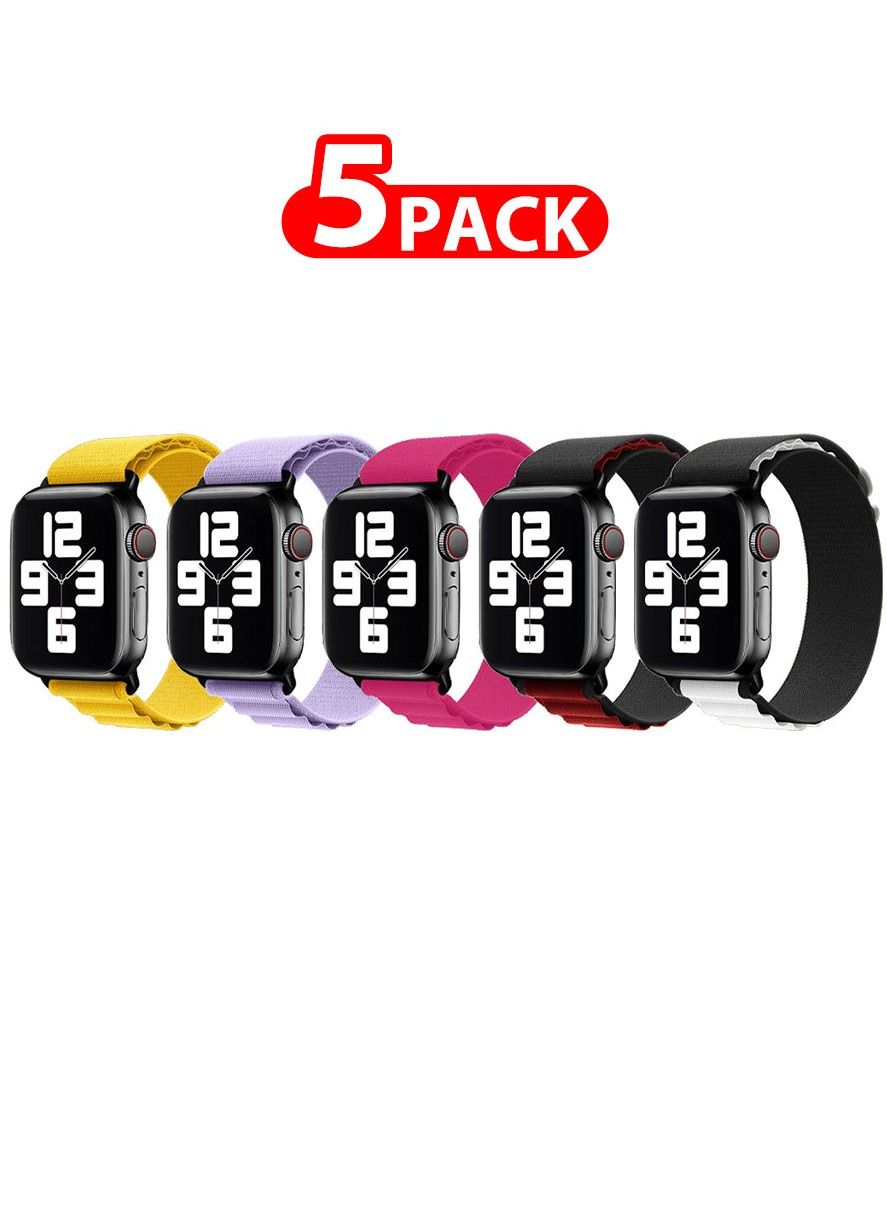 Compare 5 Pack Of Apple Watch Alpine Loop Band 38mm 40mm 41mm Women Men Adjustable with Metal GHook Strap for iWatch Series 7SE654321 Multicolour at KSA Price