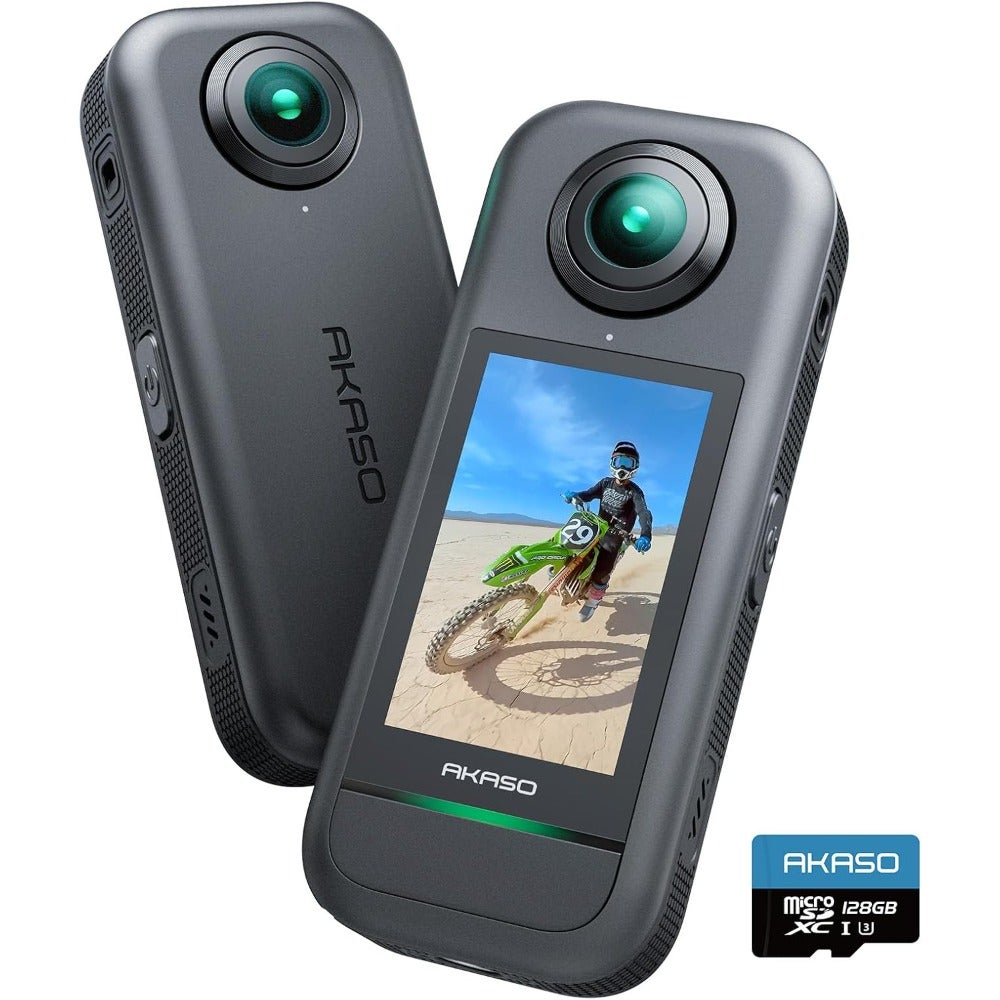 Compare 360 Action Camera  5.7K 360 Video with 12 48MP Sensors, 72MP 360 Photo, 360SuperSmooth, Invisible Selfie Stick Effect, 360° Horizon Lock, AI Tracking with 128GB MicroSD Card at KSA Price