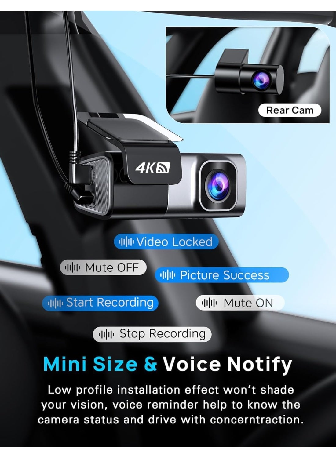 Compare Dash Cam Car Front Rear 4K + 1080P, navycrest 5GHz WiFi Dash Cam with 32GB SD Card, Dual Car Camera with Super Night Vision, WDR, GSensor, 247 Parking Monitoring, Loop Recording, App Control, Max at KSA Price