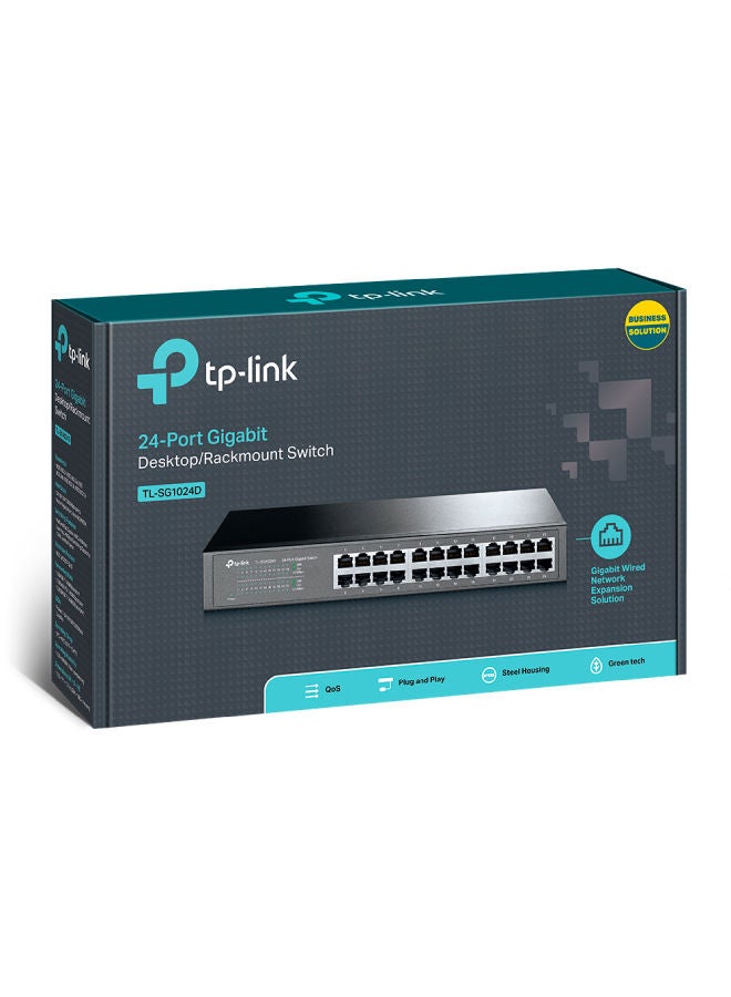 24-Port Gigabit Desktop And Rackmount Switch Black/Sliver