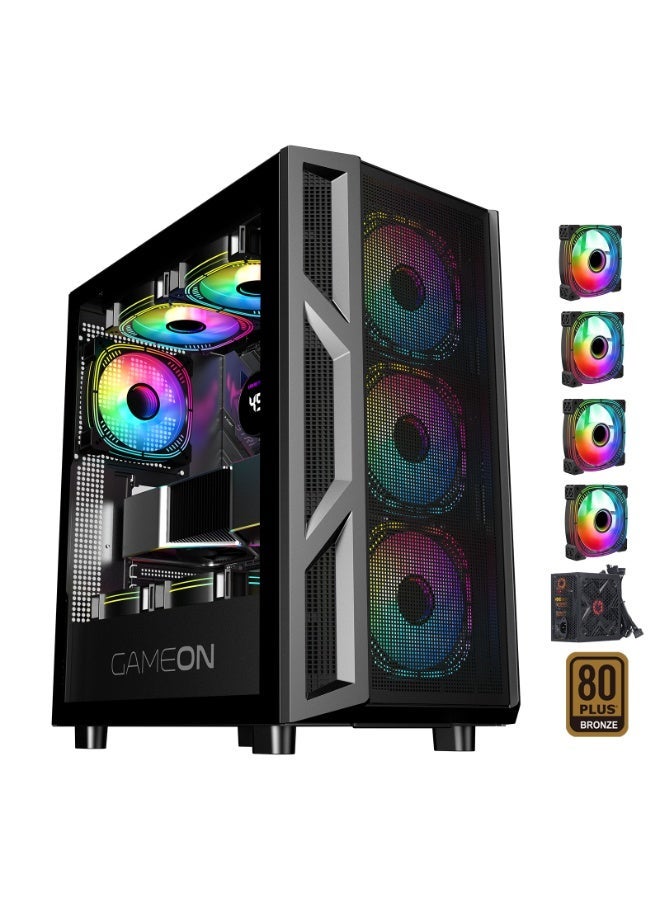 Compare Trident IV Mid Tower Gaming Case with 750W PSU – Mid Tower Gaming PC Case | PreInstalled 750W 80+ Bronze PSU | ARGB + PWM Fans | Tempered Glass | ATX  MATX  ITX Compatible black at KSA Price