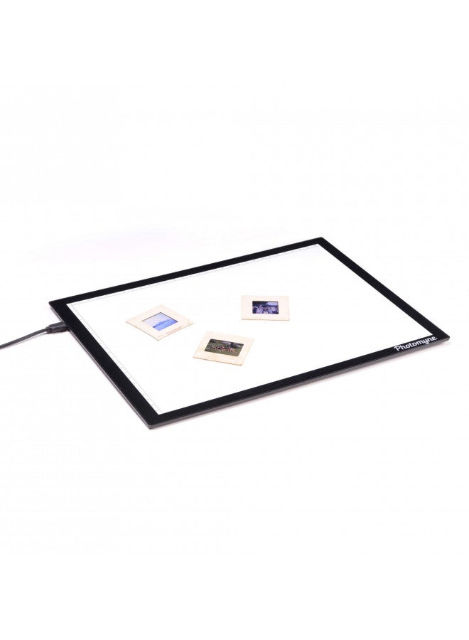 Compare Photomyne A4 Slide Viewer | Light Pad Backlight | Negative Viewer | Film Negatives & Old Slides Scanning Light Box | HandsFree UltraThin Ultimate Brightness Includes USB Adapter  Black at KSA Price