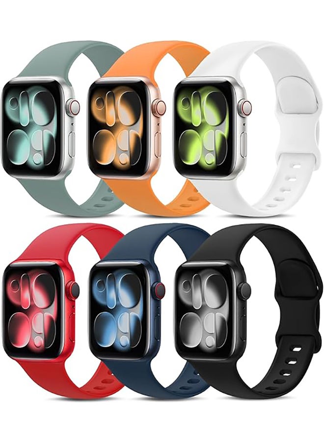 Compare Silicone Sport Bands For Apple Watch Series 10 | Ultra 2 | 8 Ultra | 9 | 8 | 7 | 6, 4946454442, Soft Silicone  Replacement Straps   Multicolor at KSA Price
