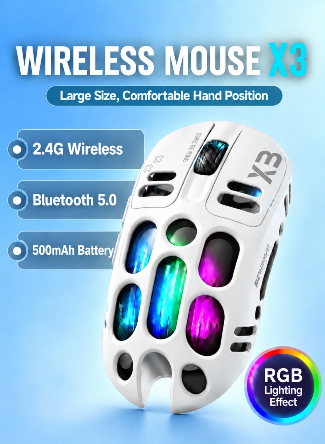 X3 Wireless Gaming Mouse, Tri-Mode Connection,…
