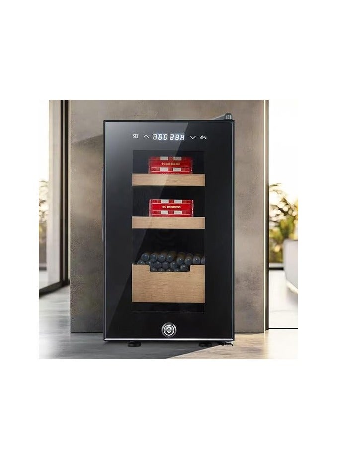 Compare 23L Cigar Humidor Cabinet with Temperature & Humidity Control, Spanish Cedar Wood Shelves, Hygrometer & LED Display – Luxury Gift for Men 3 Layers, 160 Capacity at KSA Price