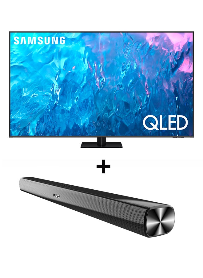 Compare 65 Inch QLED 4K Smart TV 2023 + 2.0CH Soundbar Plus Bluetooth, Usb, Fm Radio With 600W PMPO 65Q70C+THN322B Titan Gray at KSA Price