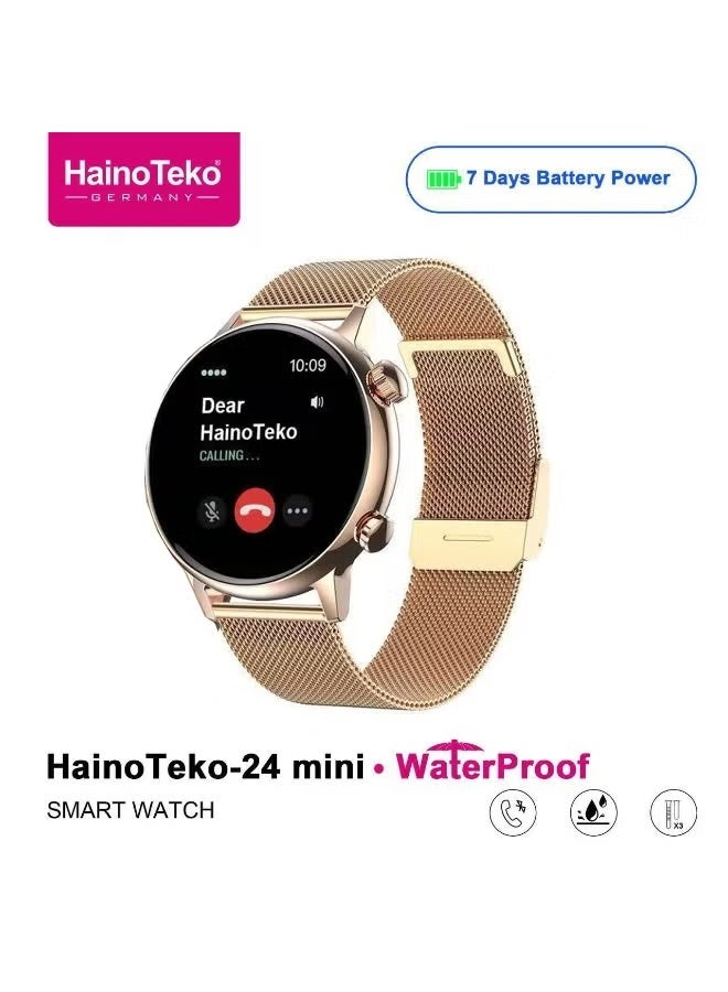 Compare Mini Waterproof Smart Watch for Women with AMOLED Display, 7Day Battery Life, 3 Interchangeable Straps, Heart Rate & Sleep Monitoring, MultiSport Modes, Stylish Lightweight Design – Fitness & Daily Wear – Gold at KSA Price
