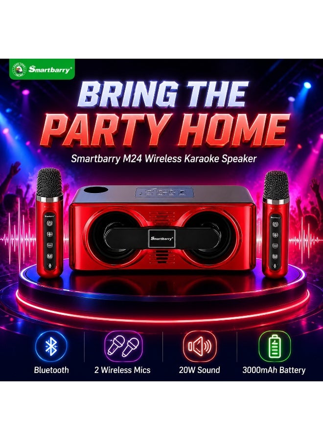 M24 Bluetooth Karaoke Speaker with Wireless Microphone,…