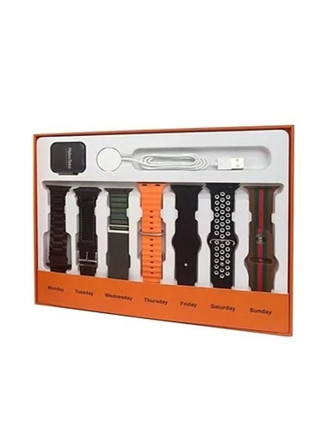Compare GP 7 Smart Watch with Seven Set Straps and Wireless Charger for Men and Women – Stylish, Multifunctional Fitness Tracker, Heart Rate Monitor, Waterproof, and Customizable Design at KSA Price
