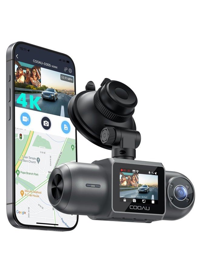 D30S 4K Dash Cam with GPS Wi-Fi, Front and…