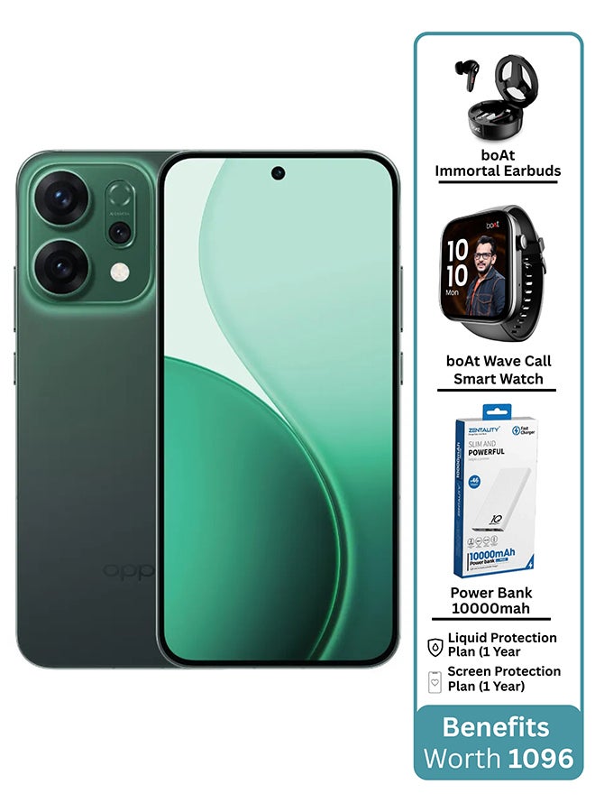 Compare Reno14 AI Phone Dual SIM 5G Green 12GB RAM 512GB + Boat Call2 Watch + Boat Immortal 171 Buds + Zentality Powerbank 10k mAh + 12 Month Liquid + Screen Protection Warranty  Middle East Version at KSA Price
