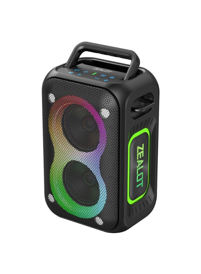 Compare ZEALOT PT02 60W Bluetooth Speaker Outdoor Loud Stereo Powerful Bass Hifi Sound Quality Musicbox 8000mAh 36 Hours Playtime Dynamic RGB Light Subwoofer Support 3.5mm AUXTF Card USB Drive at KSA Price