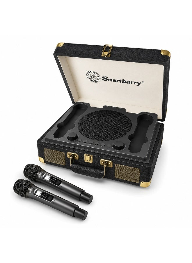 Compare Portable Karaoke Bluetooth Speaker with Dual Wireless Microphones, Rechargeable Party Sound System, Suitcase Design, USB & TF Card Support for Home & Outdoor Entertainment at KSA Price