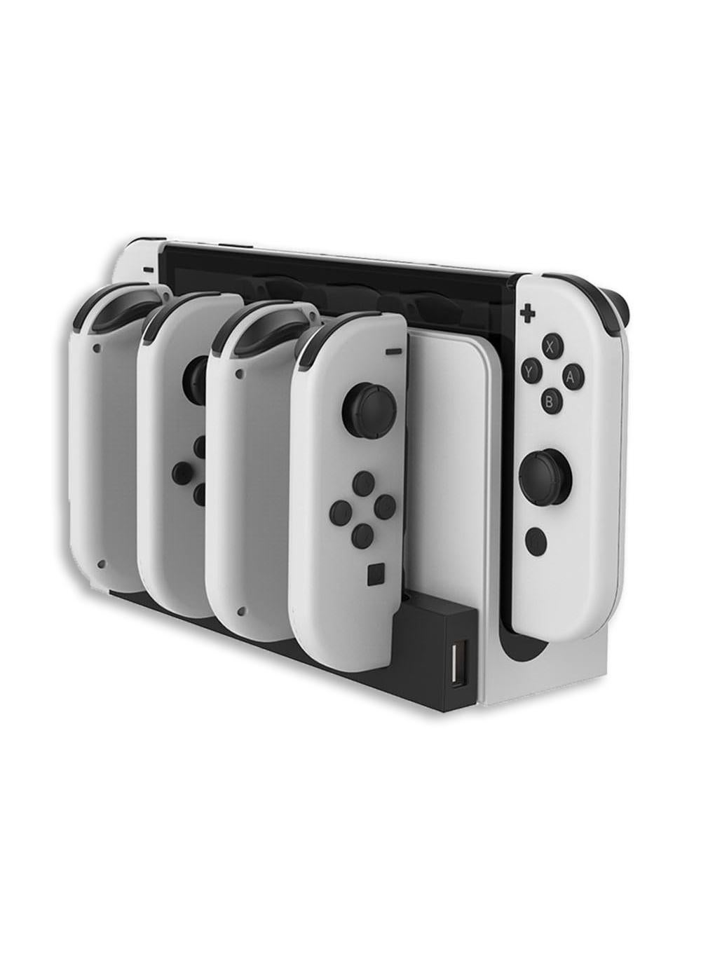 Compare Switch Controller Charging Dock  Charge 4 Controllers, No Extra Cables, LED Indicator, Durable ABS Material, Black White at KSA Price