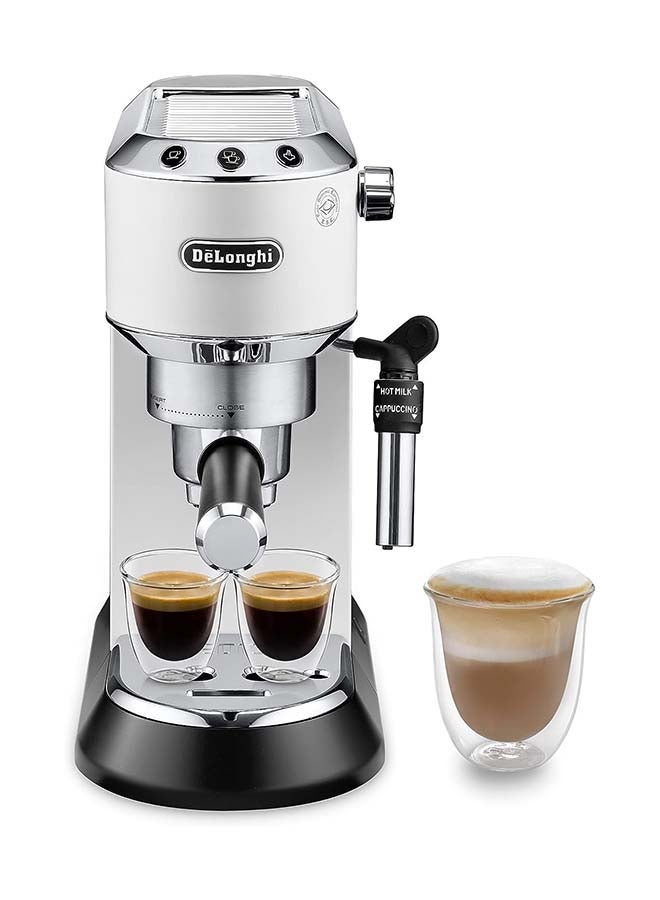 Compare DeLonghi Dedica Pump Espresso Manual Coffee Machine | Cappuccino, Latte Macchiato With Milk Frother | Thermo Block Heating System For Accurate Temperature | Easy To Clean | EC685.W White 1 L 1350 W EC685.W White at KSA Price