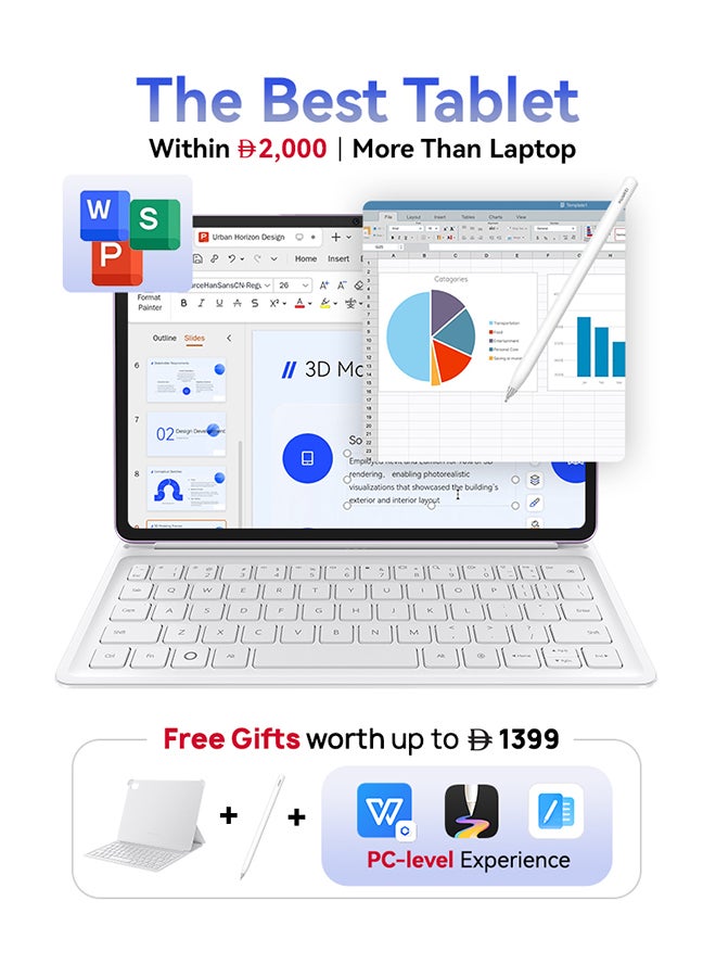 Compare MatePad 11.5inch Tablet 2.5K 120Hz PaperMatte Display, 8+256GB, 10100 mAh, 40W SuperCharge, WiFi6, Bluetooth 5.2, WPS Office, Quad Speakers, Detachable Keyboard, Violet + FOC at KSA Price