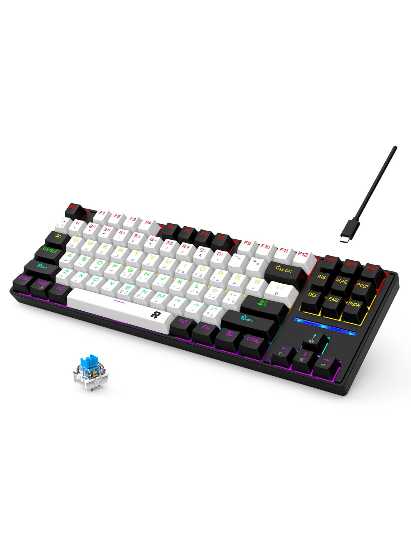 75% Gaming Keyboard Arabic English 87 Keys Mechanical…