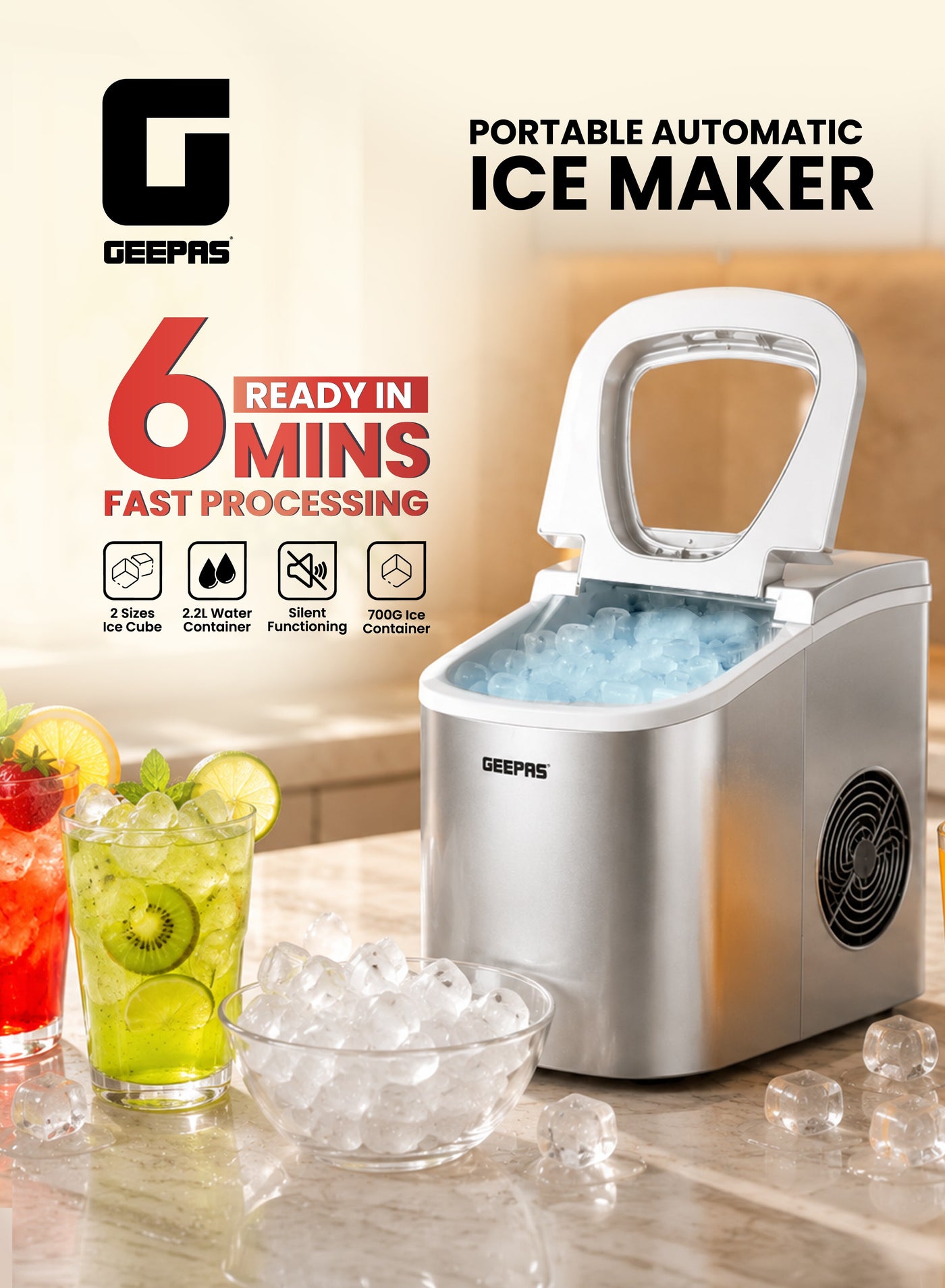 Portable Automatic Ice Maker 12Kg in 24hrs |…