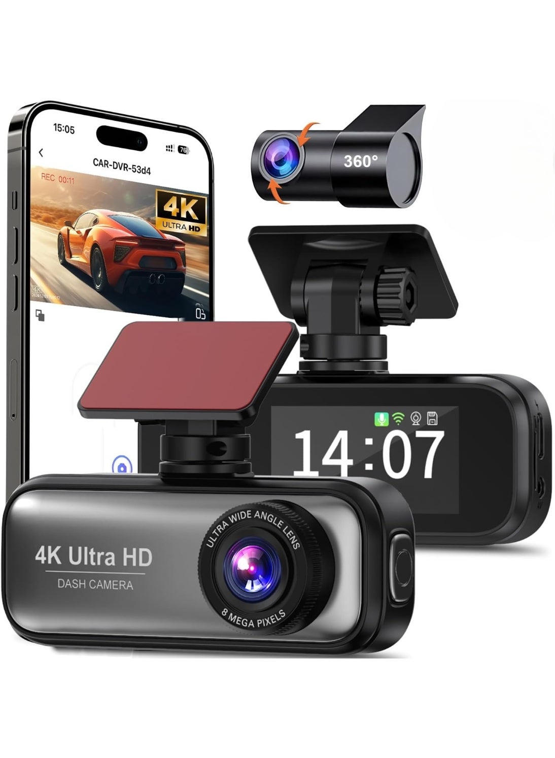 Compare BlueFire 4K WiFi Dual Lens Dash Cam with 1080P Rear Camera 1.97 Inch Display 170° Wide Angle Parking Monitor at KSA Price