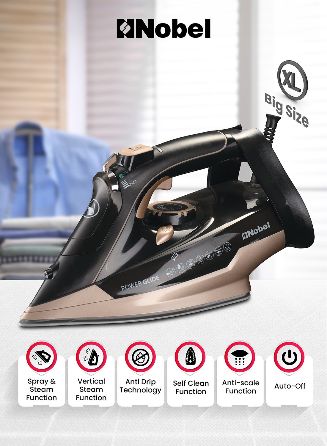 Compare Steam Iron, Dry Ironing, Spray & Steam, 320ml Ceramic Sole Plate, SelfCleaning, Powerful Burst & Vertical Steam, Adjustable Control, 360° Swivel Cord, Overheat Safety 320 ml 2400 W NSI35 Black at KSA Price