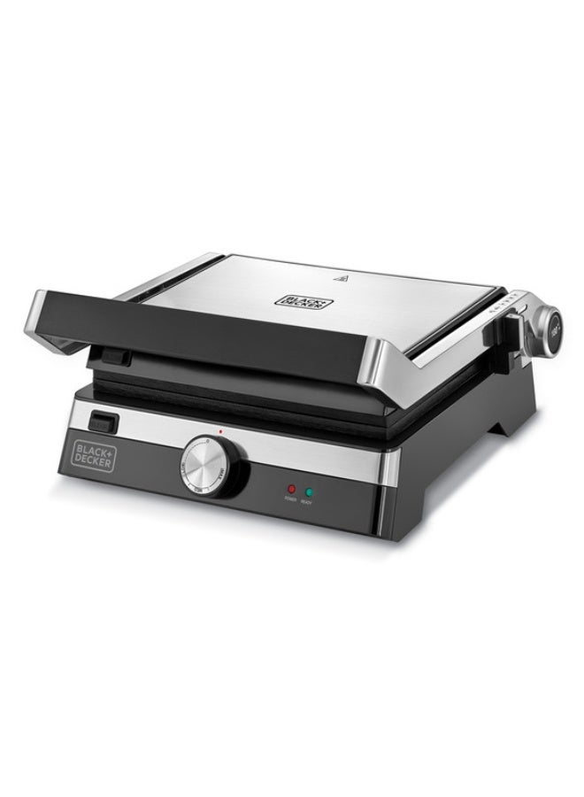 Compare Family Health Grill with 180° Hinge, 1500cm² BBQ Area, 5Level Height Adjustment, Variable Temperature Control, Removable Drip Tray, CoolTouch Handle, 2000 W CG2000B5 BlackSilver at KSA Price